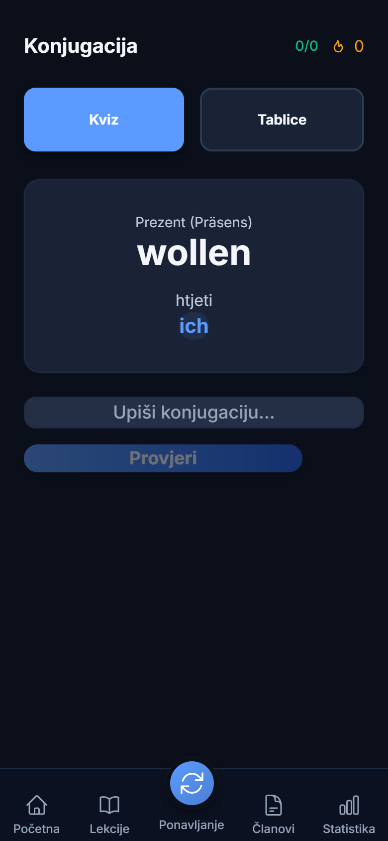 Verbkonjugationsübungen